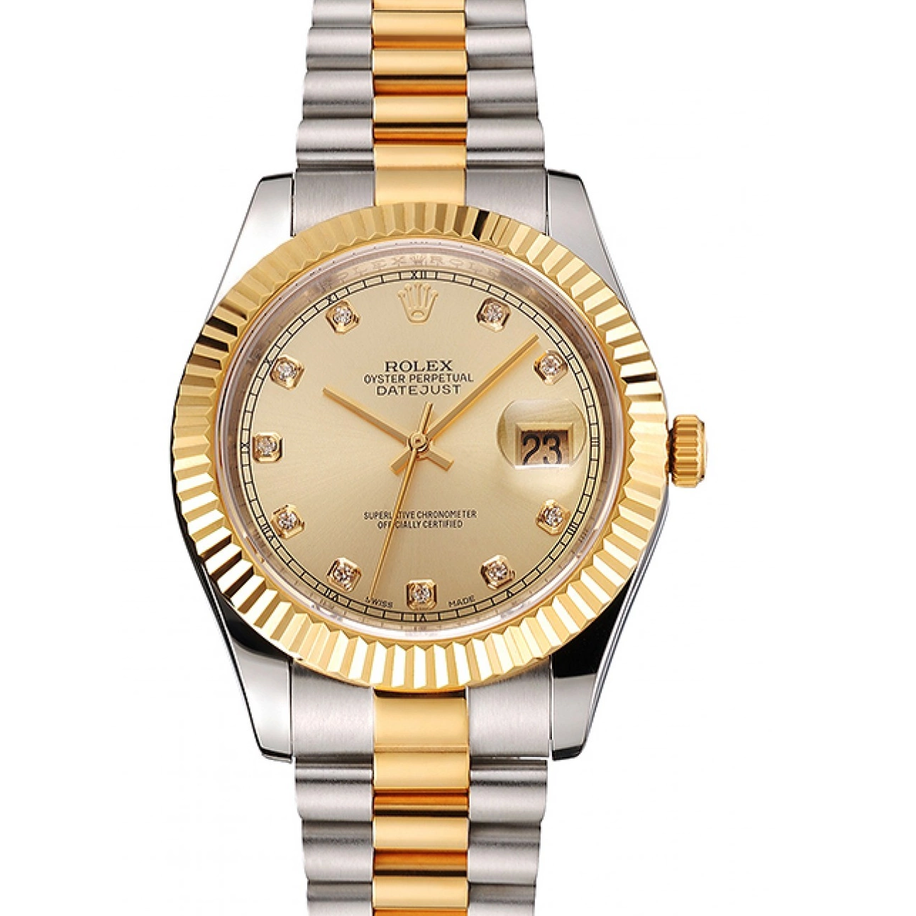 AAA Replica Watches Two Datejust Swiss Bezel And Tone Bracelet Steel Stainless Rolex Dial Gold Case 0717